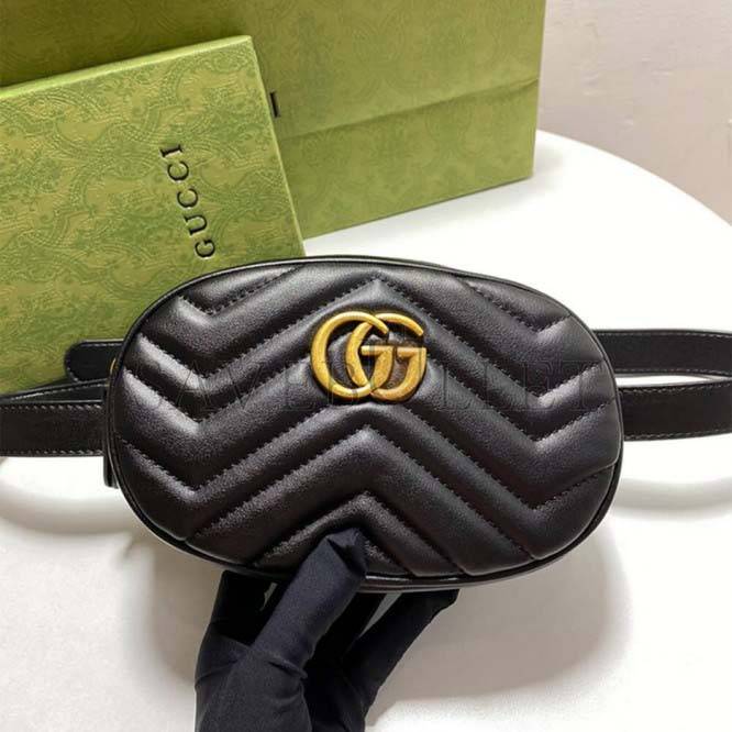 GUCCI MARMONT QUILTED LEATHER BELT BAG 476434  (18*11*5cm)